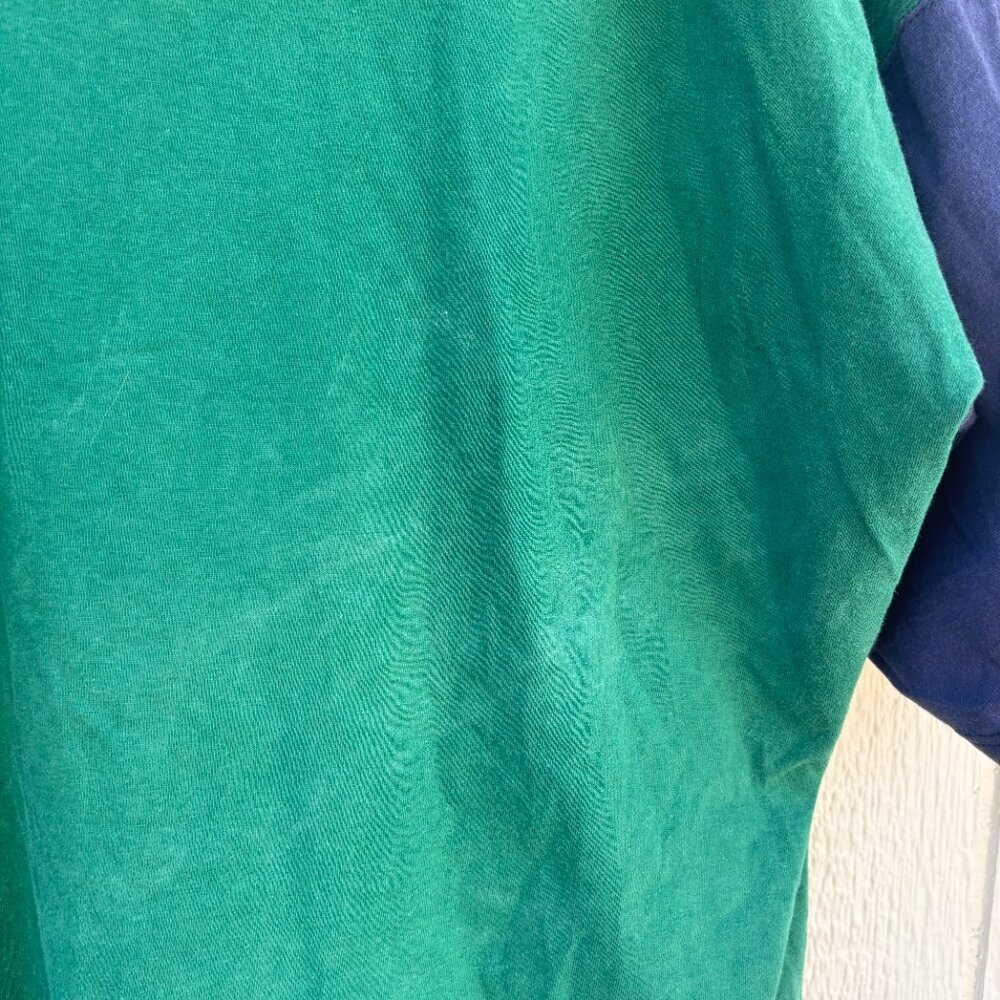 Vintage Russell Athletic Short Sleeve Hoodie Men's XL Blue Green Colorblock 90s - Picture 6 of 8